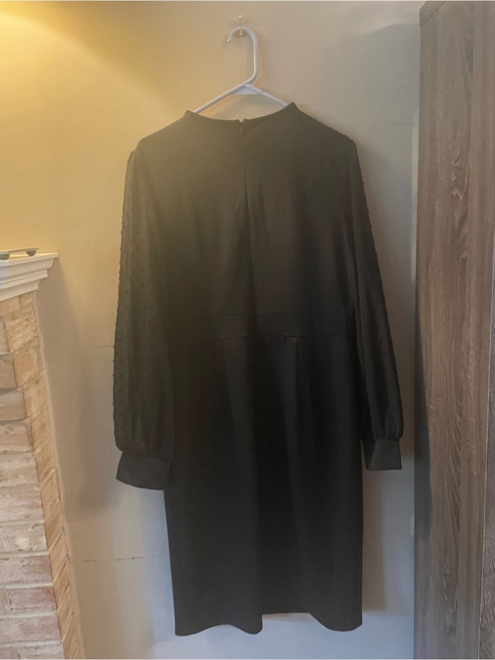 Grace Karin Black Long-Sleeve Textured-Sleeve Midi Dress